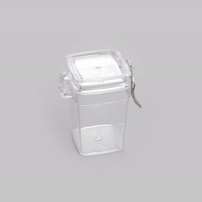 Mini Serve 3 oz Square Clear Plastic Nostalgic Mason Jar - with Clamp Lid - 2 1/2" x 2" x 3" - 10 count box