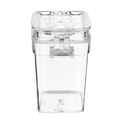 Mini Serve 3 oz Square Clear Plastic Nostalgic Mason Jar - with Clamp Lid - 2 1/2" x 2" x 3" - 100 count box
