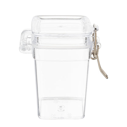 Mini Serve 3 oz Square Clear Plastic Nostalgic Mason Jar - with Clamp Lid - 2 1/2" x 2" x 3" - 100 count box