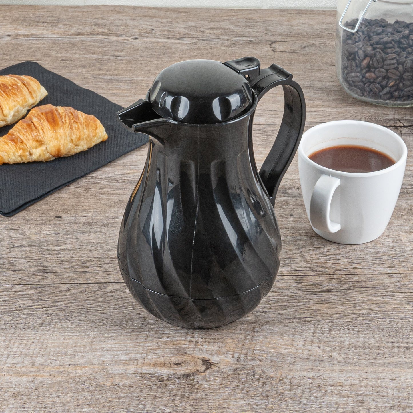 Restpresso 20 oz Black Thermal Coffee Carafe / Server - 6 1/2" x 5" x 8" - 10 count box