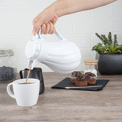 Restpresso 20 oz White Thermal Coffee Carafe / Server - 6 1/2" x 5" x 8" - 1 count box