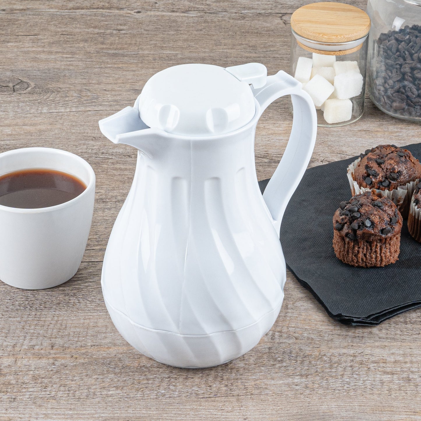 Restpresso 20 oz White Thermal Coffee Carafe / Server - 6 1/2" x 5" x 8" - 10 count box
