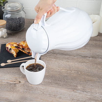 Restpresso 64 oz White Thermal Coffee Carafe / Server - 8 3/4" x 6 1/4" x 11" - 1 count box