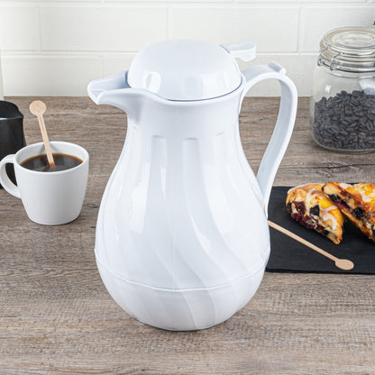 Restpresso 64 oz White Thermal Coffee Carafe / Server - 8 3/4" x 6 1/4" x 11" - 1 count box