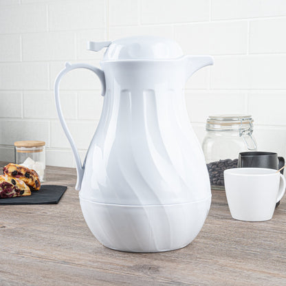 Restpresso 64 oz White Thermal Coffee Carafe / Server - 8 3/4" x 6 1/4" x 11" - 1 count box
