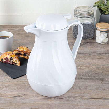 Restpresso 64 oz White Thermal Coffee Carafe / Server - 8 3/4" x 6 1/4" x 11" - 10 count box