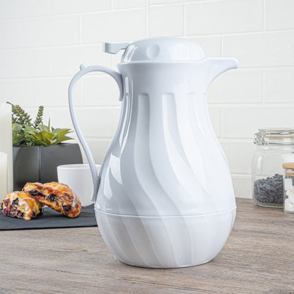 Restpresso 64 oz White Thermal Coffee Carafe / Server - 8 3/4" x 6 1/4" x 11" - 10 count box