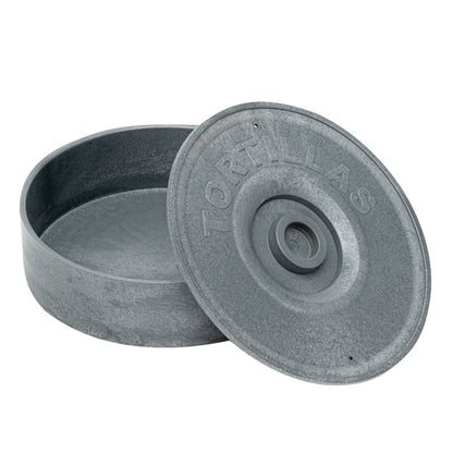 Chef 101 Round Gray Plastic Tortilla Warmer / Server - 8 1/2" x 8 1/2" x 2 1/4" - 1 count box