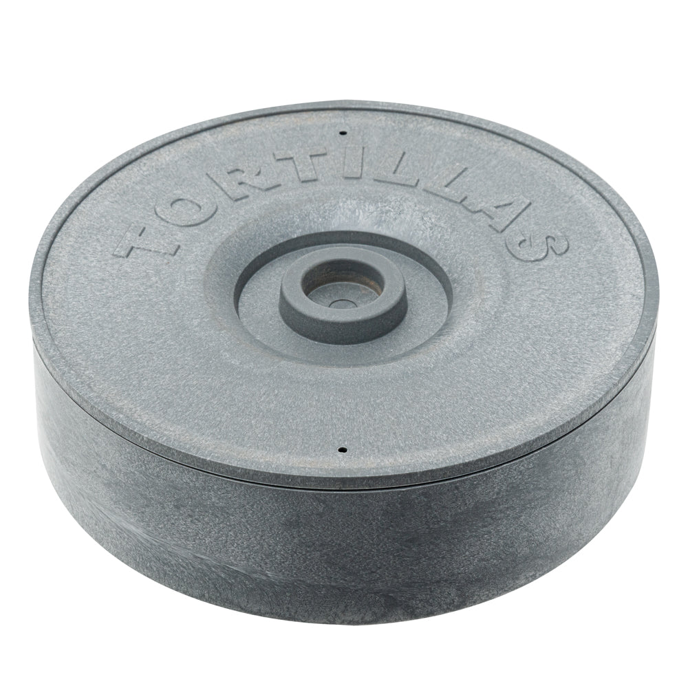Chef 101 Round Gray Plastic Tortilla Warmer / Server - 8 1/2" x 8 1/2" x 2 1/4" - 1 count box