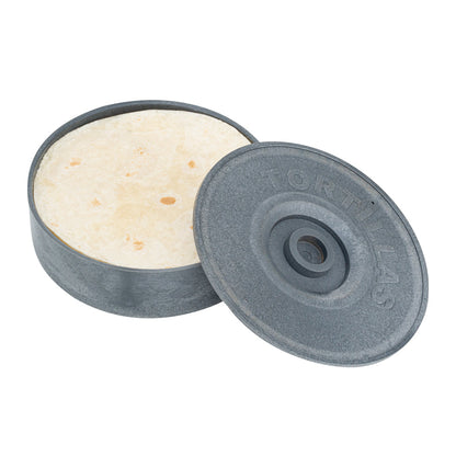 Chef 101 Round Gray Plastic Tortilla Warmer / Server - 8 1/2" x 8 1/2" x 2 1/4" - 10 count box