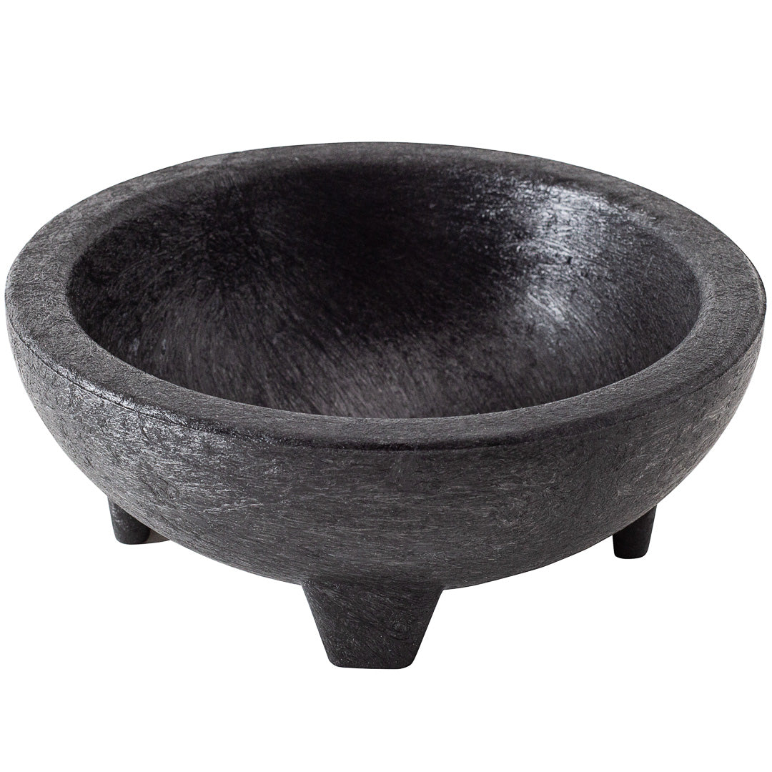 Chef 101 4 oz Round Black Thermal Plastic Molcajete Bowl - 4" x 4" x 1 1/2" - 10 count box