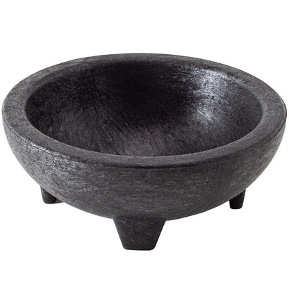 Chef 101 4 oz Round Black Thermal Plastic Molcajete Bowl - 4" x 4" x 1 1/2" - 10 count box