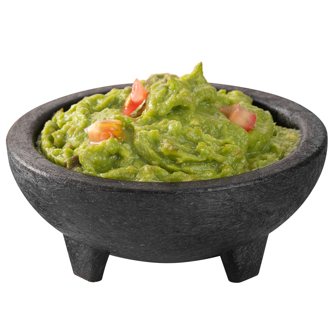 Chef 101 4 oz Round Black Thermal Plastic Molcajete Bowl - 4" x 4" x 1 1/2" - 10 count box