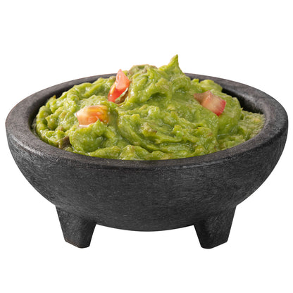 Chef 101 4 oz Round Black Thermal Plastic Molcajete Bowl - 4" x 4" x 1 1/2" - 10 count box