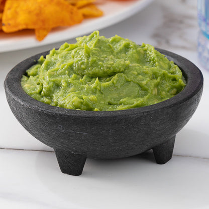 Chef 101 4 oz Round Black Thermal Plastic Molcajete Bowl - 4" x 4" x 1 1/2" - 10 count box