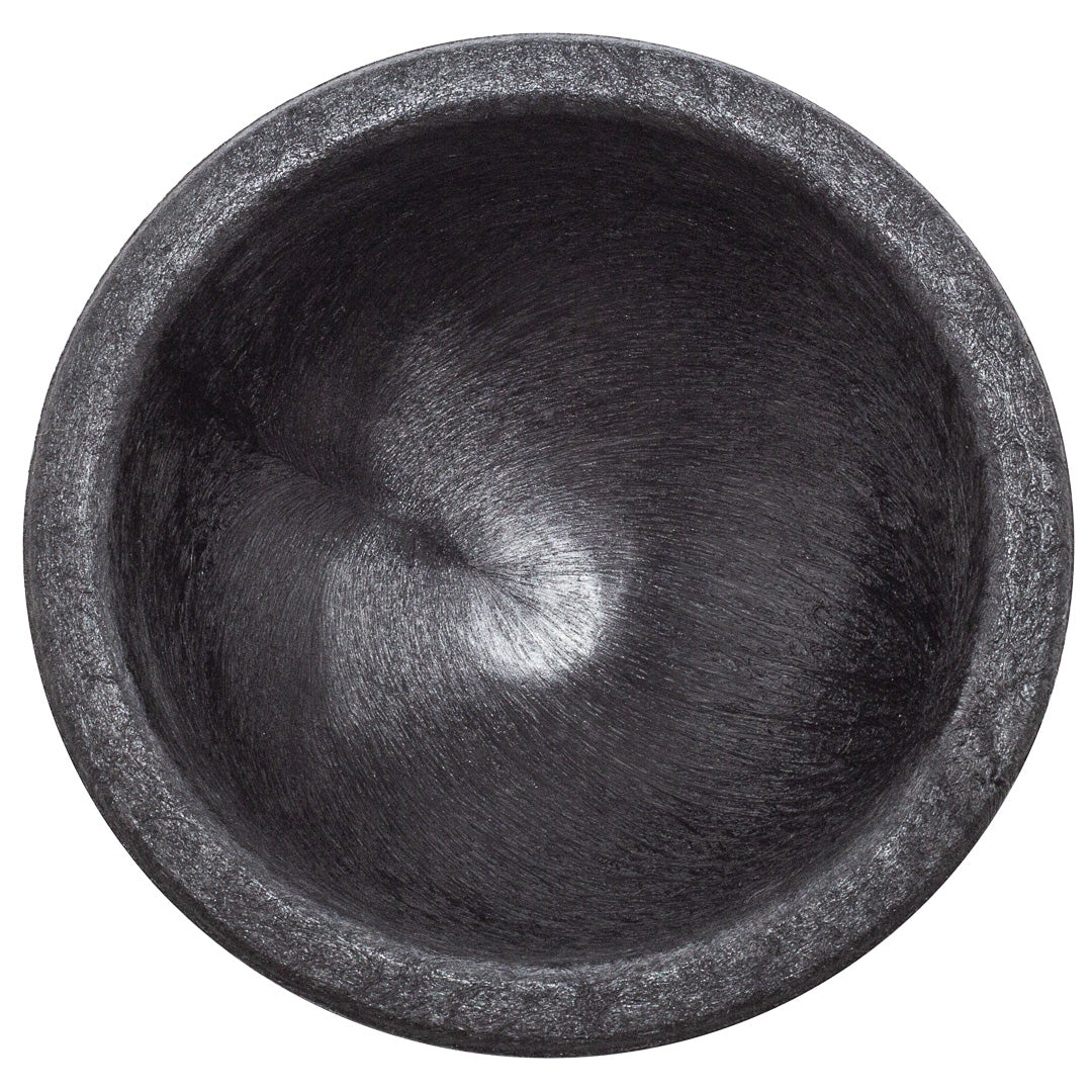 Chef 101 4 oz Round Black Thermal Plastic Molcajete Bowl - 4" x 4" x 1 1/2" - 10 count box