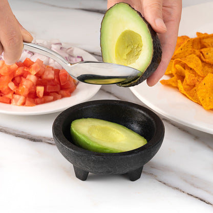 Chef 101 4 oz Round Black Thermal Plastic Molcajete Bowl - 4" x 4" x 1 1/2" - 10 count box