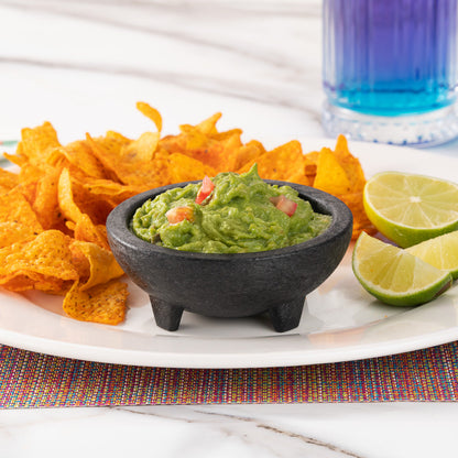 Chef 101 4 oz Round Black Thermal Plastic Molcajete Bowl - 4" x 4" x 1 1/2" - 10 count box