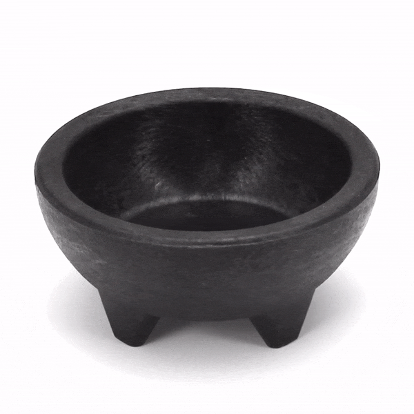 Chef 101 10 oz Black Thermal Plastic Molcajete Bowl - 5 1/4" x 5 1/4" x 2 1/2" - 1 count box