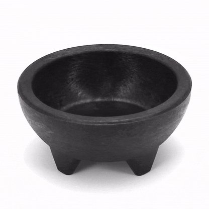 Chef 101 10 oz Black Thermal Plastic Molcajete Bowl - 5 1/4" x 5 1/4" x 2 1/2" - 1 count box