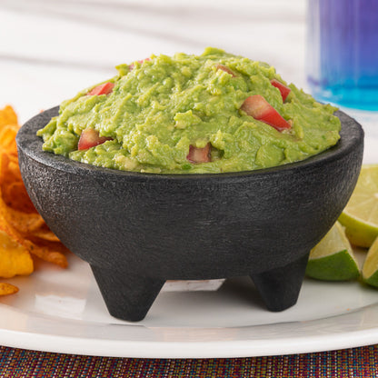Chef 101 10 oz Round Black Thermal Plastic Molcajete Bowl - 5 1/4" x 5 1/4" x 2 1/2" - 10 count box