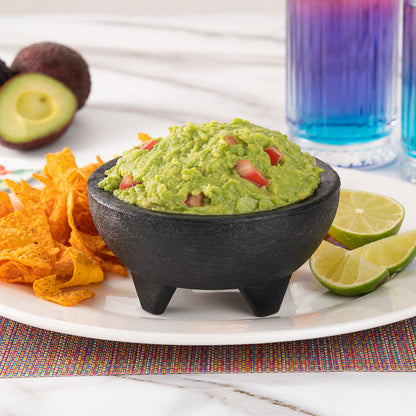 Chef 101 10 oz Round Black Thermal Plastic Molcajete Bowl - 5 1/4" x 5 1/4" x 2 1/2" - 10 count box