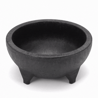 Chef 101 56 oz Black Thermal Plastic Molcajete Bowl - 8 3/4" x 8 3/4" x 4" - 1 count box