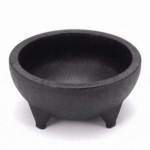 Chef 101 56 oz Round Black Thermal Plastic Molcajete Bowl - 8 3/4" x 8 3/4" x 4" - 10 count box