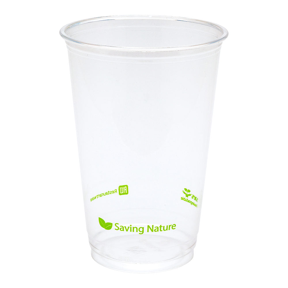 Sustain 16 oz Round Clear PLA Plastic Drinking Cup - Compostable - 3 3/4" x 3 3/4" x 4 3/4" - 1000 count box