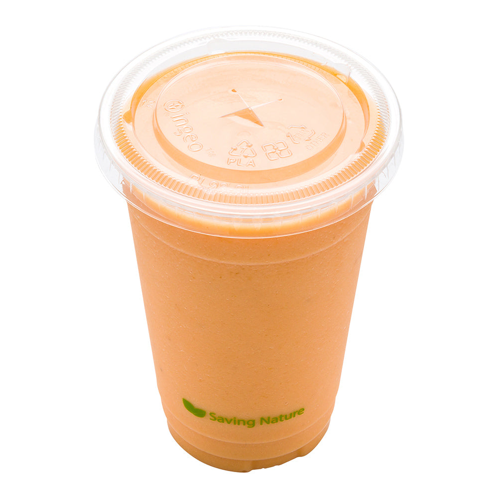 Sustain Round Clear PLA Plastic Flat Lid - For 9, 12, 16 and 20 oz Drinking Cup, Compostable - 1000 count box
