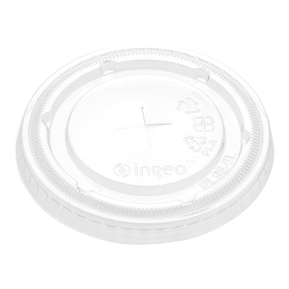 Sustain Round Clear PLA Plastic Flat Lid - For 9, 12, 16 and 20 oz Drinking Cup, Compostable - 1000 count box