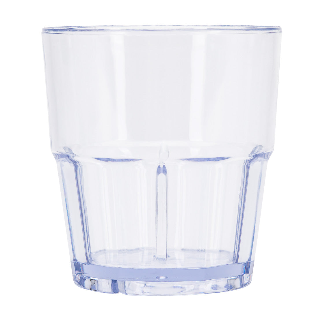 Bev Tek 9 oz Clear Plastic Tumbler - Shatter-Resistant - 3 1/2" x 3 1/2" x 3 1/2" - 10 count box