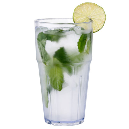 Bev Tek 16 oz Clear Plastic Tumbler - Shatter-Resistant - 3 1/2" x 3 1/2" x 6" - 10 count box