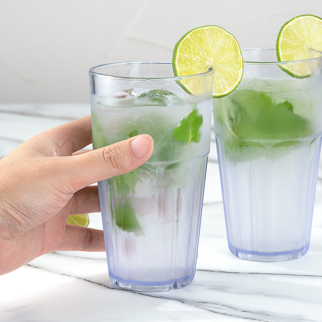 Bev Tek 16 oz Clear Plastic Tumbler - Shatter-Resistant - 3 1/2" x 3 1/2" x 6" - 10 count box
