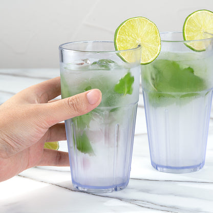 Bev Tek 16 oz Clear Plastic Tumbler - Shatter-Resistant - 3 1/2" x 3 1/2" x 6" - 10 count box