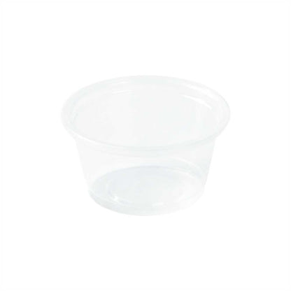 Chef 101 0.8 oz Round Clear Plastic Portion Cup - 1 3/4" x 1 3/4" x 1" - 2000 count box