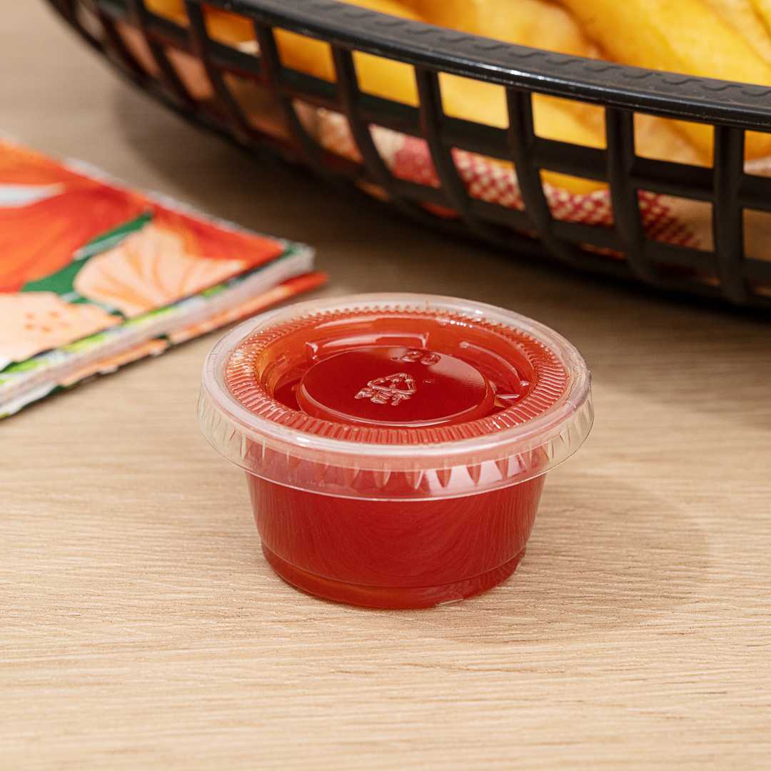 Chef 101 0.8 oz Round Clear Plastic Portion Cup - 1 3/4" x 1 3/4" x 1" - 2000 count box