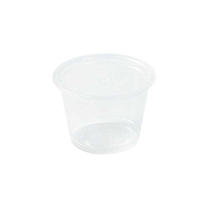 Chef 101 1 oz Round Clear Plastic Portion Cup - 1 3/4" x 1 3/4" x 1 1/4" - 2000 count box