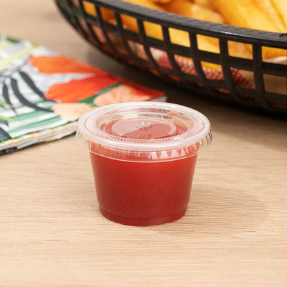 Chef 101 1 oz Round Clear Plastic Portion Cup - 1 3/4" x 1 3/4" x 1 1/4" - 2000 count box
