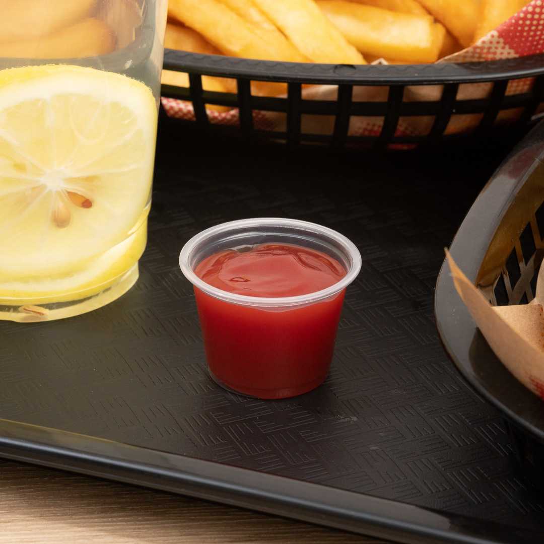 Chef 101 1 oz Round Clear Plastic Portion Cup - 1 3/4" x 1 3/4" x 1 1/4" - 2000 count box