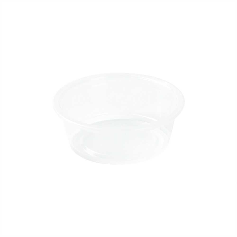Chef 101 1.5 oz Round Clear Plastic Portion Cup - 2 1/2" x 2 1/2" x 3/4" - 2000 count box