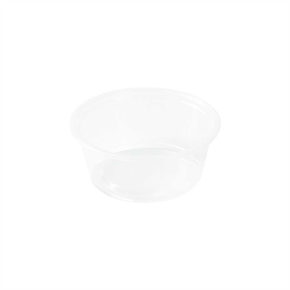 Chef 101 2 oz Round Clear Plastic Portion Cup - 2 1/2" x 2 1/2" x 1 1/4" - 2000 count box