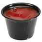 Chef 101 2.5 oz Round Black Plastic Portion Cup - 2 1/2" x 2 1/2" x 1 1/2" - 2000 count box