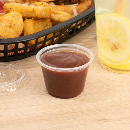 Chef 101 2.5 oz Round Clear Plastic Portion Cup - 2 1/2" x 2 1/2" x 1 1/2" - 2000 count box