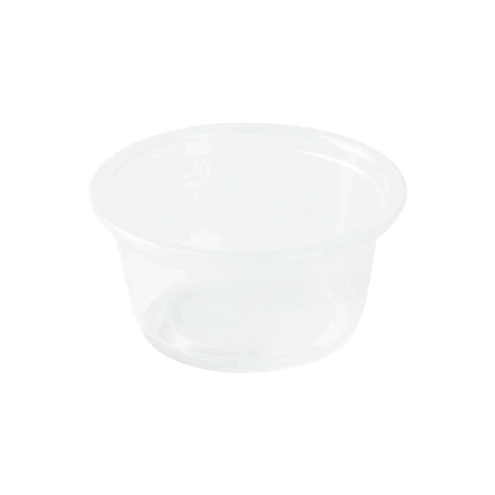 Chef 101 3.3 oz Round Clear Plastic Portion Cup - 3" x 3" x 1 1/4" - 2000 count box