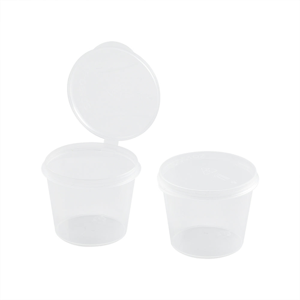 Chef 101 1 oz Clear Plastic Portion Cup - with Hinged Lid - 1 1/2" x 1 1/2" x 1 1/4" - 100 count box