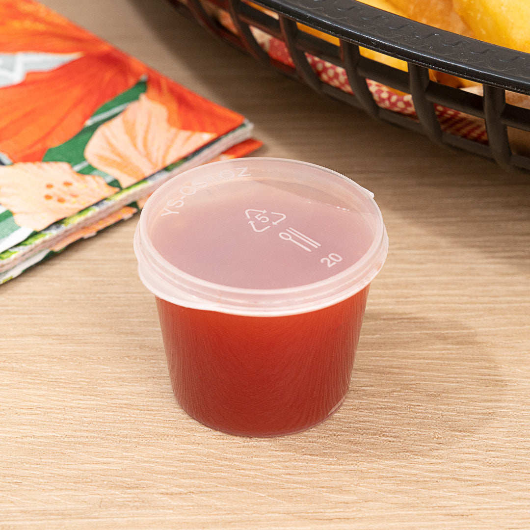 Chef 101 1 oz Clear Plastic Portion Cup - with Hinged Lid - 1 1/2" x 1 1/2" x 1 1/4" - 100 count box