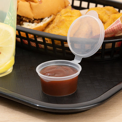 Chef 101 1.5 oz Clear Plastic Portion Cup - with Hinged Lid - 2" x 2" x 1" - 100 count box