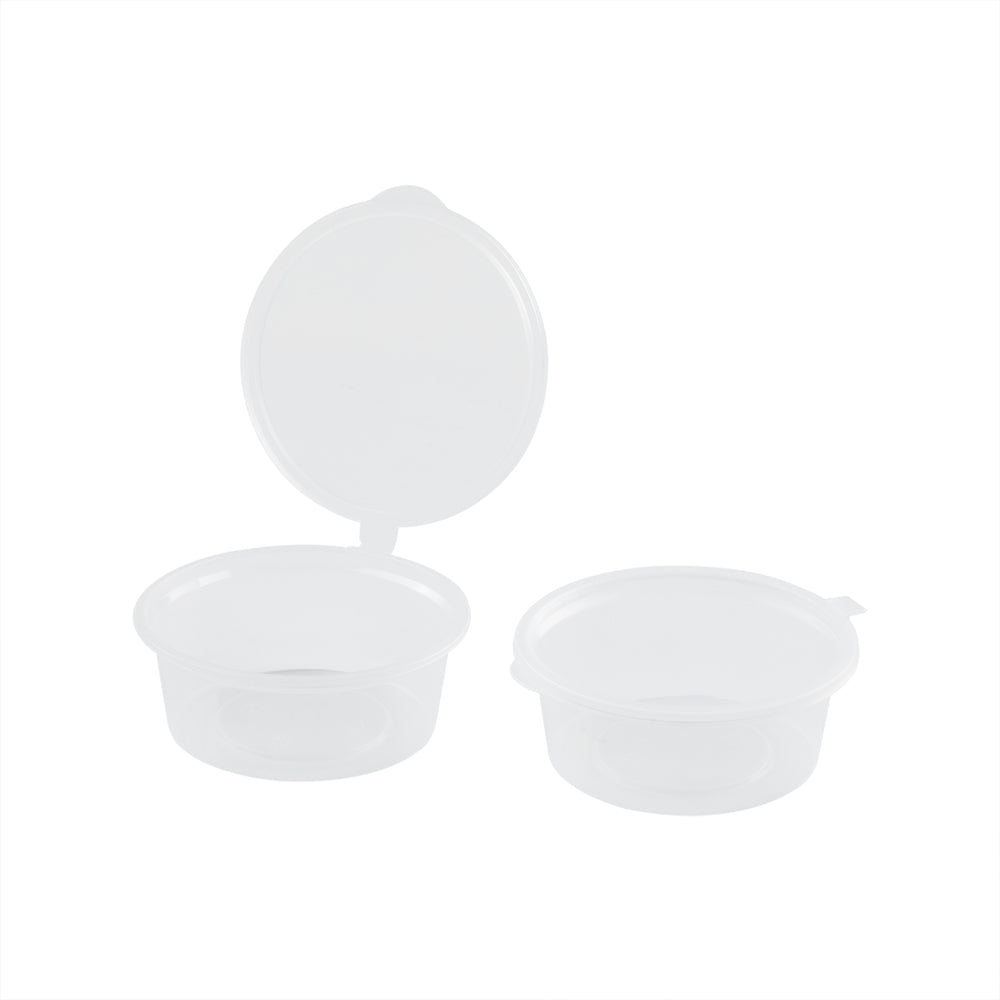 Chef 101 2 oz Clear Plastic Portion Cup - with Hinged Lid - 2 3/4" x 2 3/4" x 1" - 2000 count box