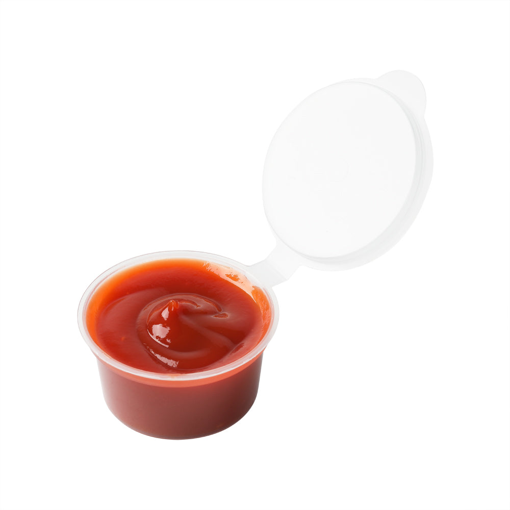 Chef 101 2 oz Clear Plastic Portion Cup - with Hinged Lid - 2 3/4" x 2 3/4" x 1" - 2000 count box